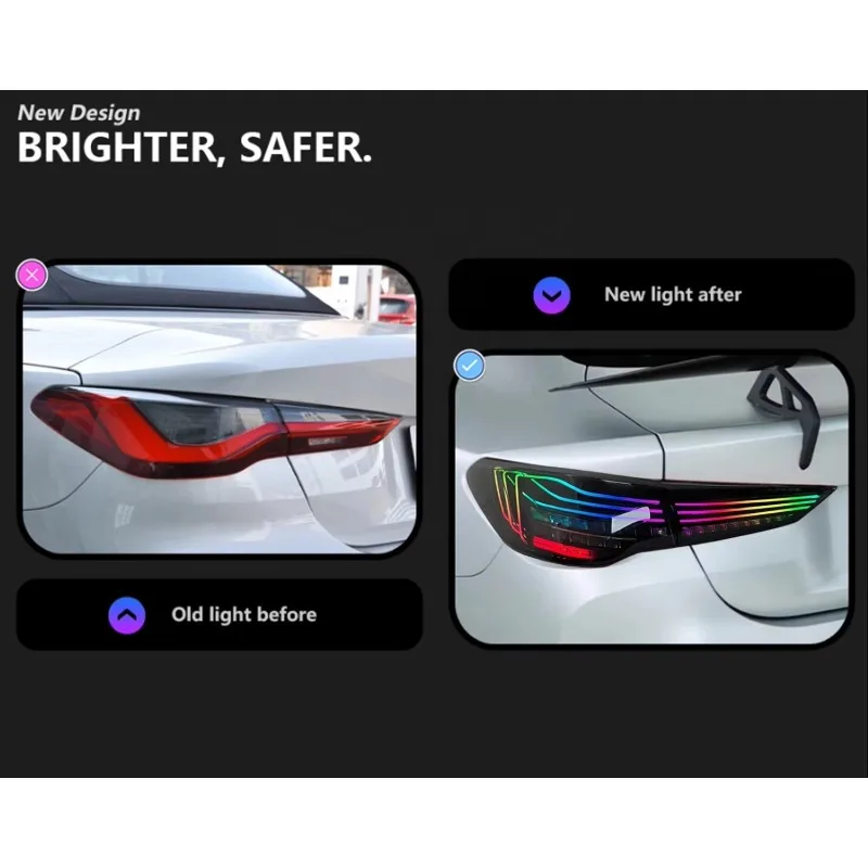 4 Series G22 G82 M4 RGB GTS CSL 2020-2024 Upgrade RGB LED  Dynamic Signal Lamp DRL Taillight Modified Tail Light for