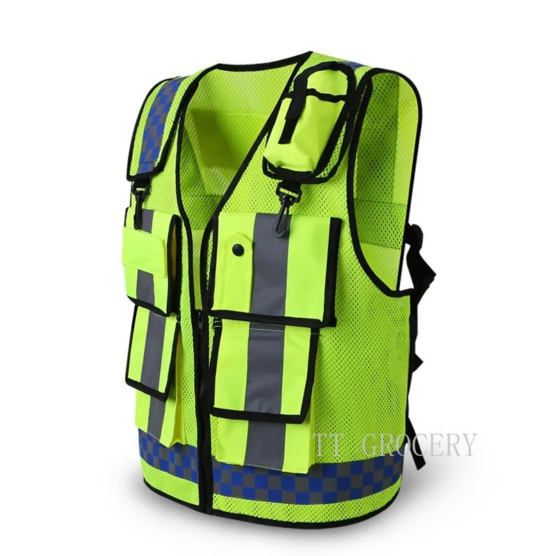 Multi-pocket Reflective Safety Vest Night Riding Safety Traffic Railway Coal Miners Uniform Vest Breathable Reflective Vest