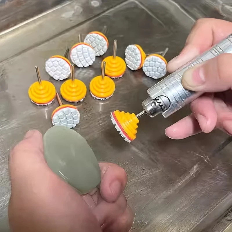 4-Piece Diamond Grinding Head Set 1000 # /3000 # /5000 # /10000 #   Resin Grinding Disc with Handle, Polishing Head for Stone, Glass, Ceramic, and Curved Surfaces, Electric Grinder Accessories.