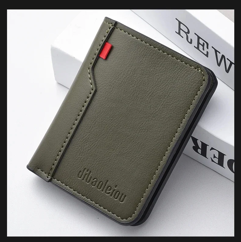 1 pezzo nuovo mini portafoglio porta carte di credito in morbida pelle PU ultrasottile portafoglio da uomo verticale corto di alta qualità