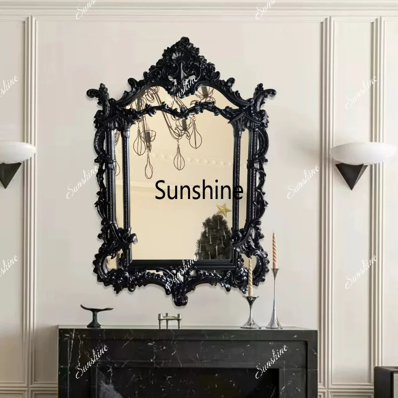 French retro carved bathroom mirror wall mounted decorative fireplace toilet