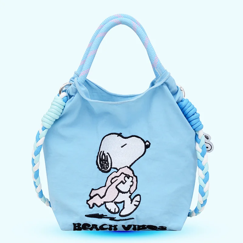 MINISO SNOOPY Nylon Cartoon Ten Thousand Needle Embroidery Embroidery Flower Drawstring MINI Phone Bag Crossbody Handbag Gift