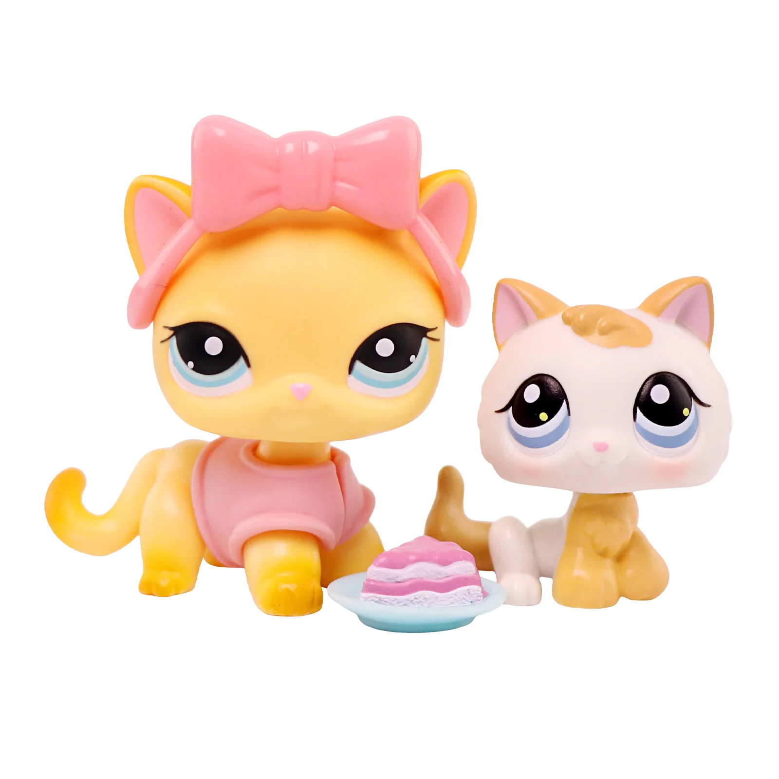 

2 pcs Toys Minilpsshop Cute Big Eyes Bobble Head Toys Shorthair Cat #339 Kitten #134 Gifts for Children For lps