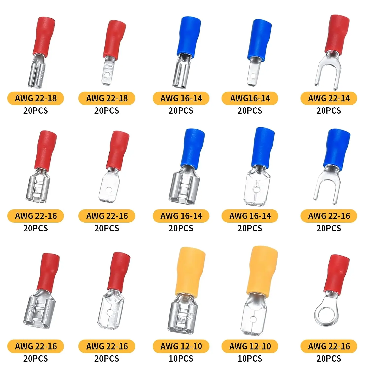 280 Pcs Electrical Connectors Assorted, Insulated Crimps Terminals Connectors Kit, Spade Bullet Butt Fork Ring Wire Connectors