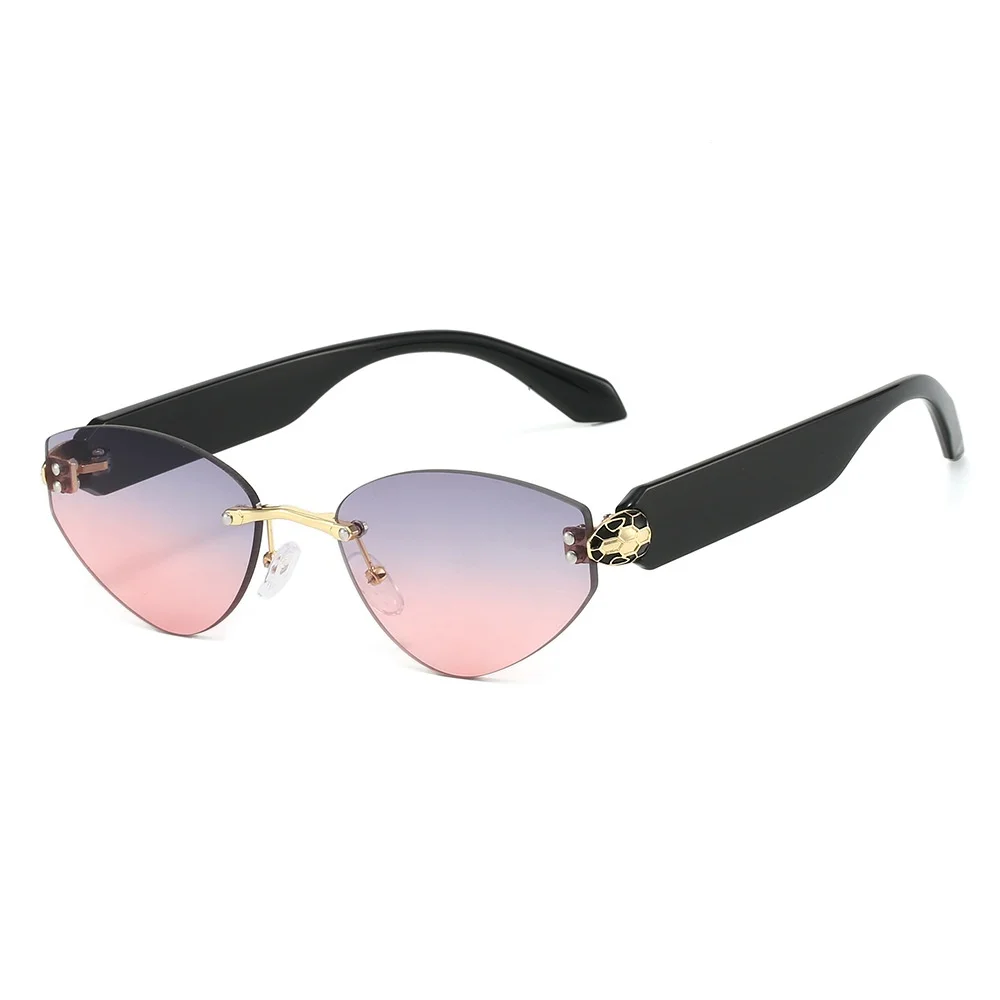 

New Luxury Frameless Gradient Oval Women Sunglasses Y2K Personality Bead Inlay Design All Match Trendy Men Sun Glasses UV400