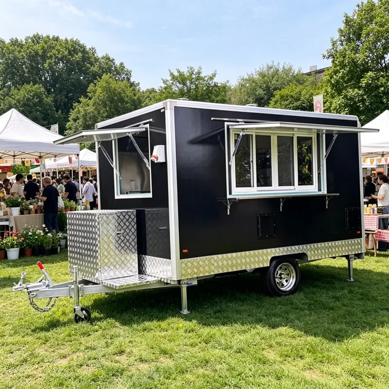 Custom Size Customizable Mobile Kitchen Food Trailer Fast Food Cart for Hotdogs Ice Cream Kiosk with Pizza BBQ Truck