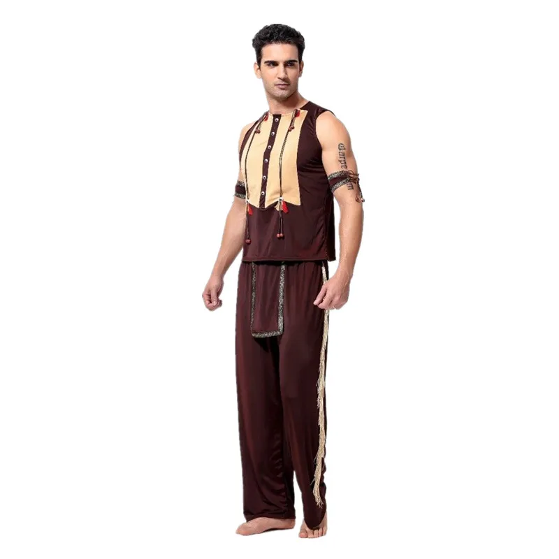loween Costume indiano primitivo Wildman Costume da capo nativo da donna Abbigliamento da palcoscenico etnico autentico da coppia