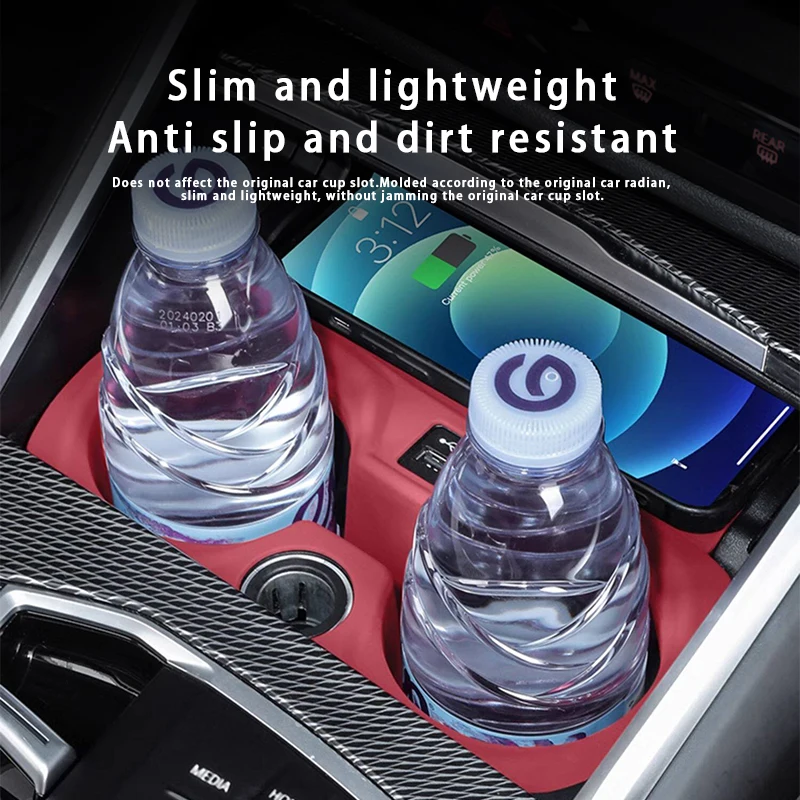 Car Cup Holder Mat Cover Trim Silicone Anti Slip Cup Holder Interior Accessories For BMW 3 4 Series i3 i4 2020-2025