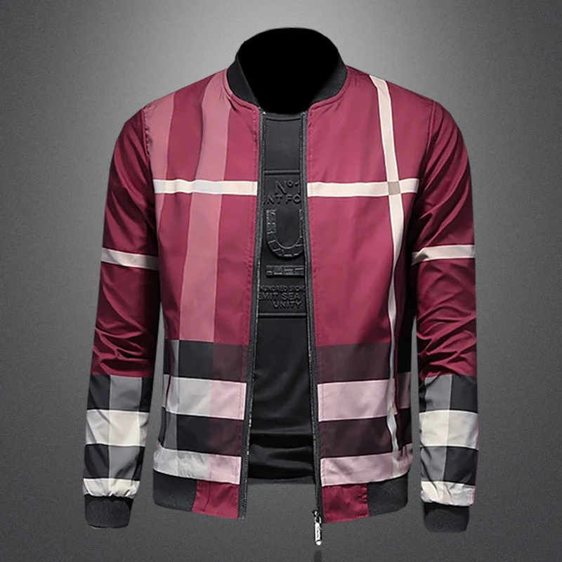 2024 Spring and Autumn Baseball Shirt, High Quality Striped Zipper Jacket, Fashionable and Casual Men\'s Slim Fit Jacket