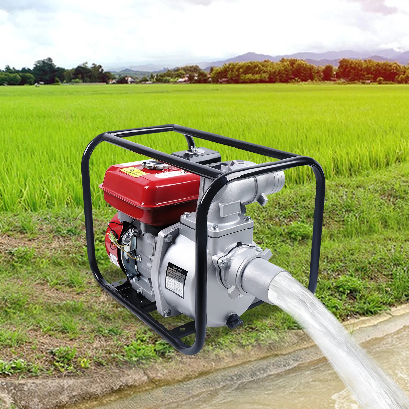 

3-Inch 7.5hp Single-Cylinder 4-Stroke Air-Cooled Red Water Pump Agricultural Irrigation Gas-Powered Water Pump Gasoline Engine
