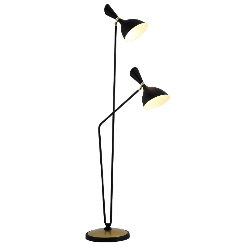 

Nordic LED Black White Floor Lamp For Study Living Room Bedroom Cockloft Hotel E14 Double Head Adjustable Shade Stand Light