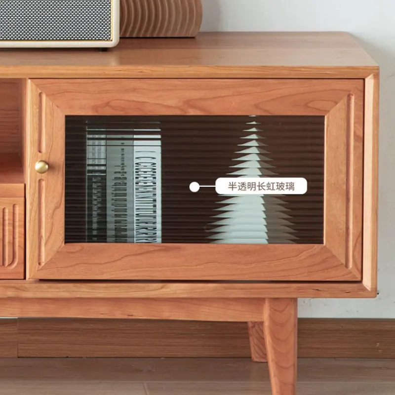 Mobile TV nordico in legno massello di ciliegio, moderno e semplice, tavolino da caffè in noce nera, combinazione di mobili per soggiorno