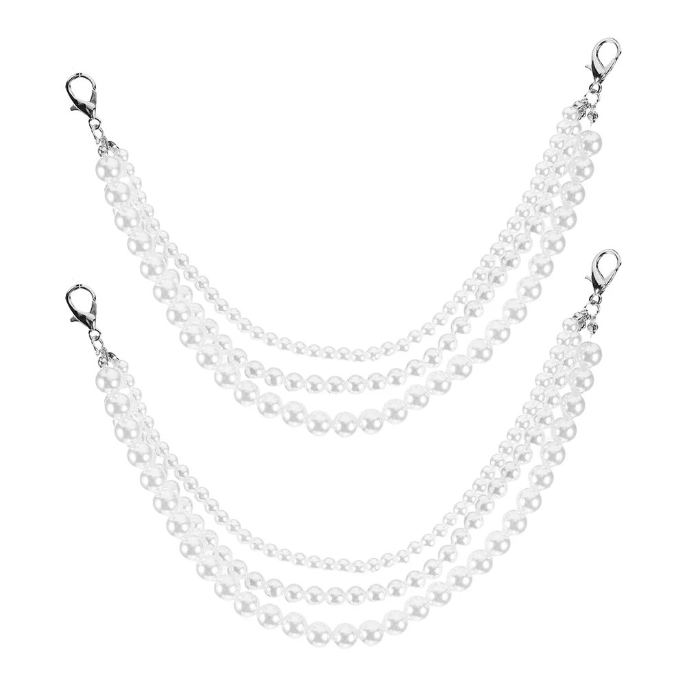 

1 Pair Women Shoe Chains Sneakers Charms Pearl Shoe Decorations Shoe Chain Jewelries shoe charms boot chains
