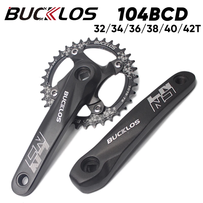 BUCKLOS MTB 104BCD Crankset 32-42T Ultralight Aluminum Alloy Crankset with BB 8/9/10/11S Mountain Bicycle Crank Set Bike Parts