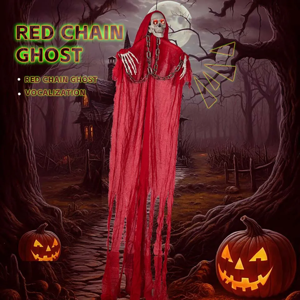 Halloween Hanging Grim Reaper Skeletons Decor with Glow in Dark Waterproof Outdoor Halloween Prop for Haunted House Party Supply