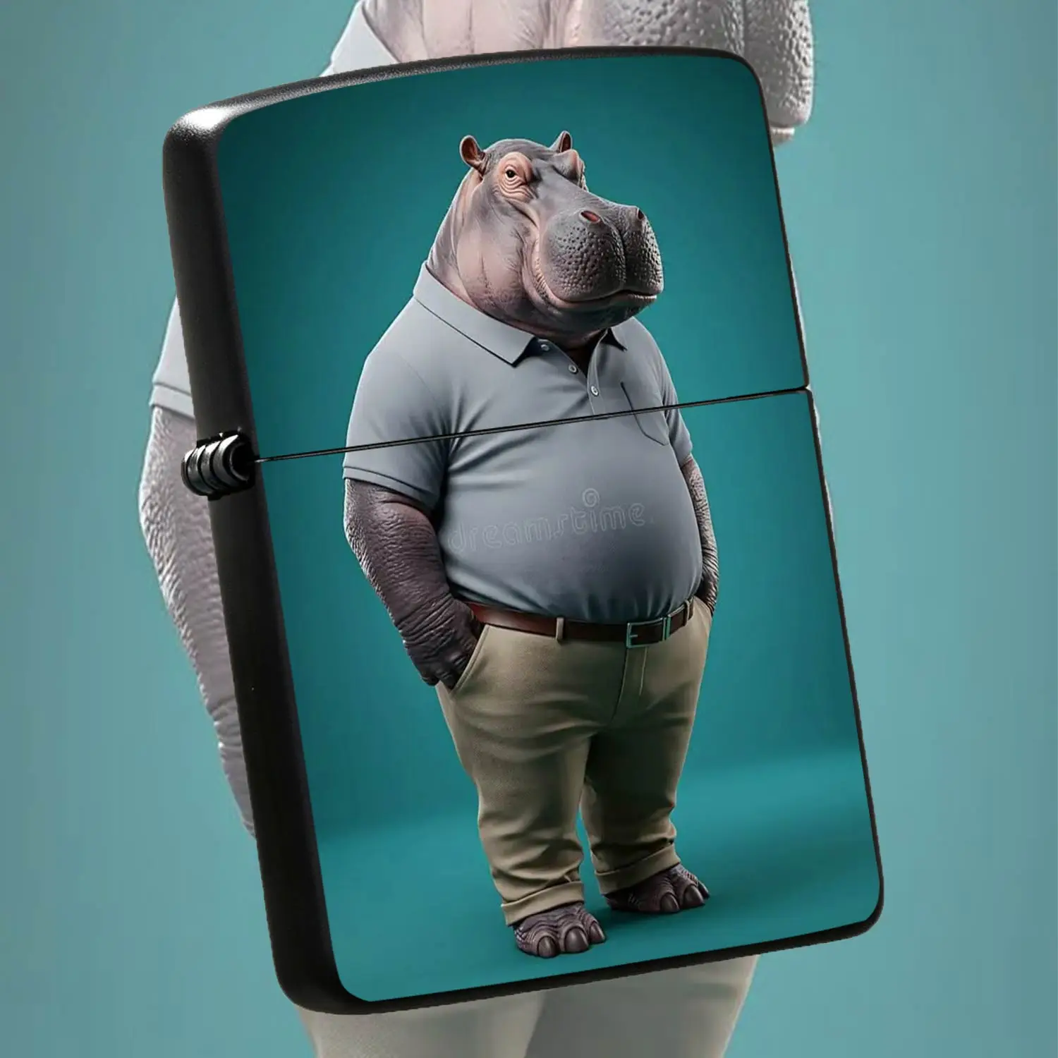 Fun Hippo Gentleman Pattern Lighter, Creative Stylish Portable Accessory, Practical Daily Carry Item, Suitable For Home Office Outdoor Scenes, Unique Exquisite Gift Choice For Family Friends And Colleagues On Various Oc A Humorous And Inter