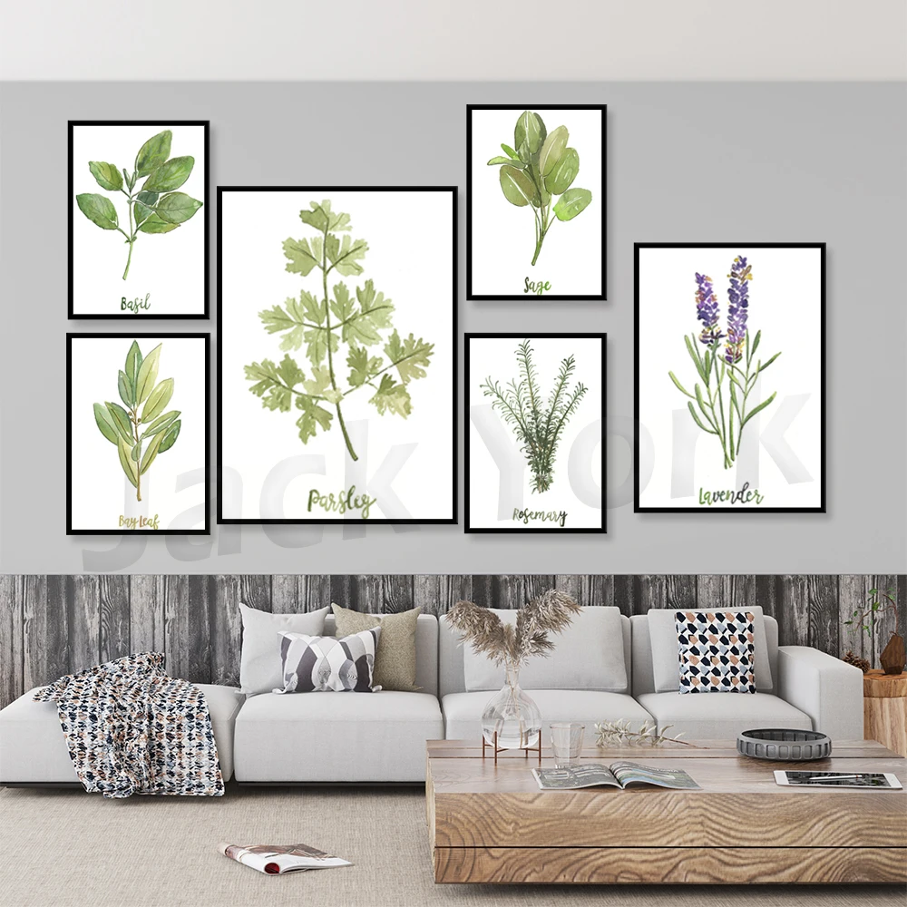 Herbs And Spices, Kitchen Wall Art, Herb Kitchen Art, Botanical Wall Art, Plant Lover Gift, Gallery Wall , Watercolor painting