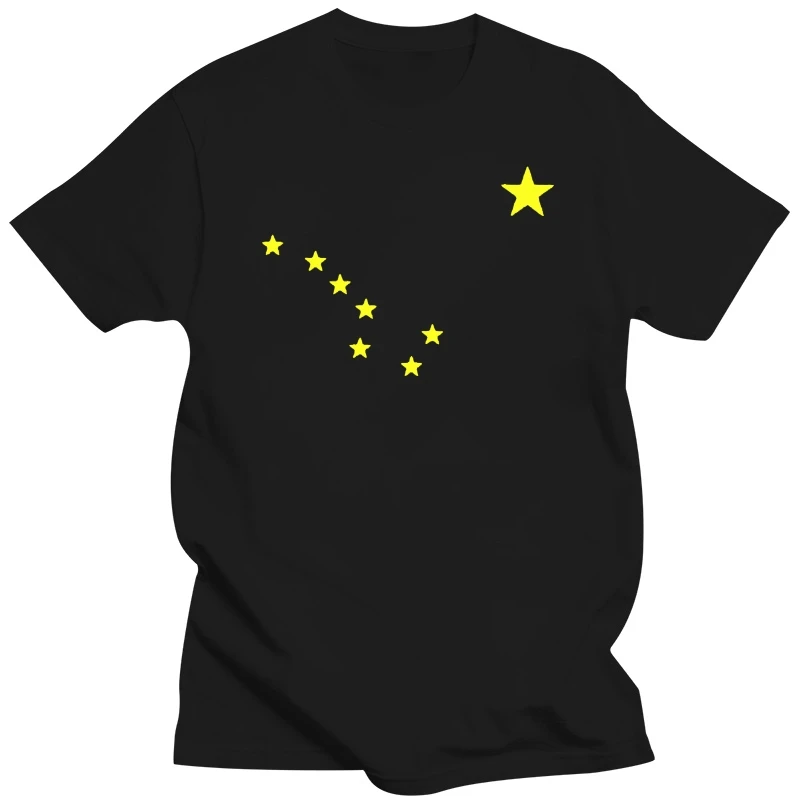 2019 Short Sleeve O-Neck Summer Short Sleeves Cotton Fashiont Shirt Alaska State Flag Big Dipper Native Local T-Shirt