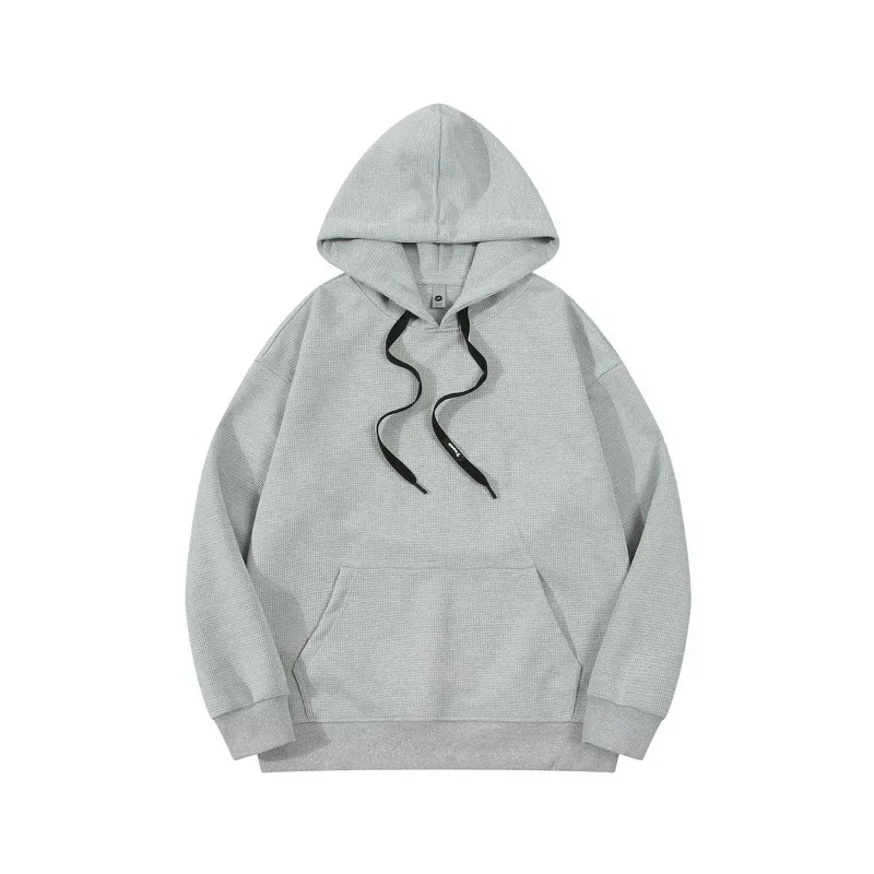 American solid color hoodie, waffle style men's and women's clothing, autumn and winter couple sports, outdoor hooded sweatshirt
