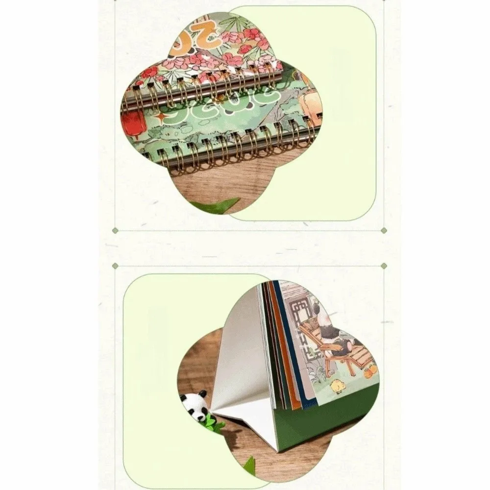 

Creative Cartoon Panda New Year Desktop Calendar Double Coil Tear-away Flip Calendar Thick 3D Memo Desk Calendar Student