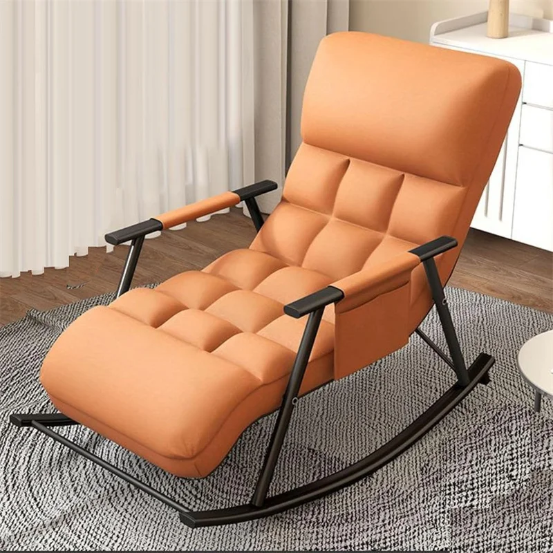 

Rocking Chair With Adjustable Backrest, Modern Solid Fabric Metal Recliner Rocking Chair,for Living Room, Bedroom Lounge Chair