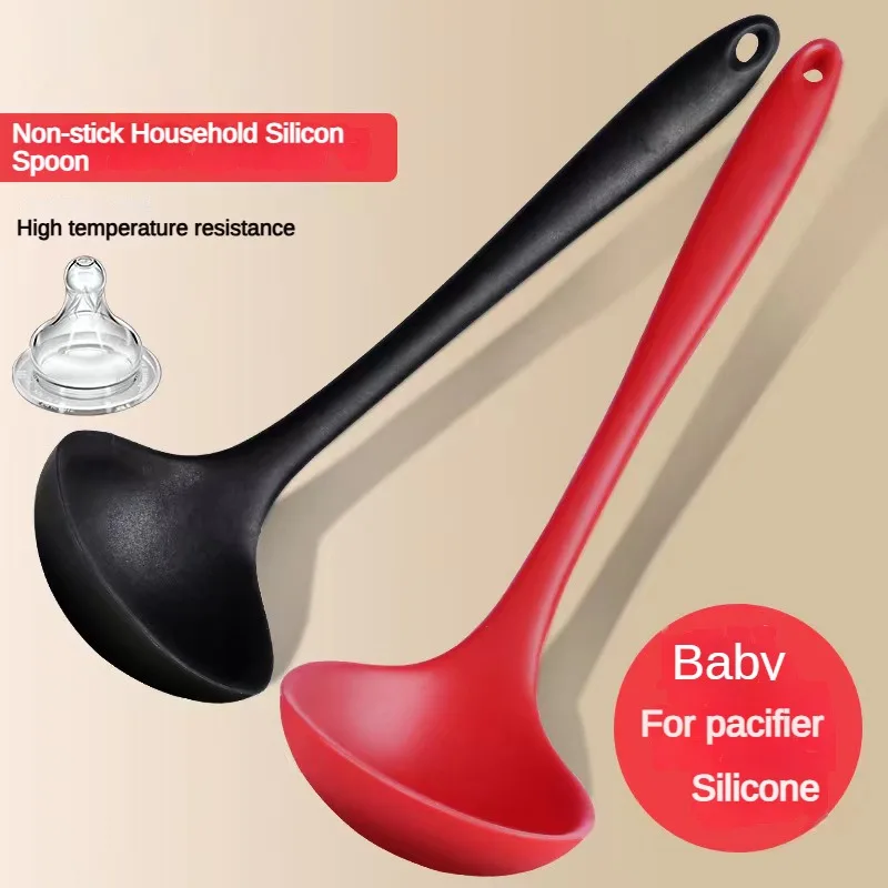1In Stock Silicone Spoon One-Piece All-Inclusive Big Spoon Food Grade High Temperature Resistant Soup Spoon Kitchen Non-Stick