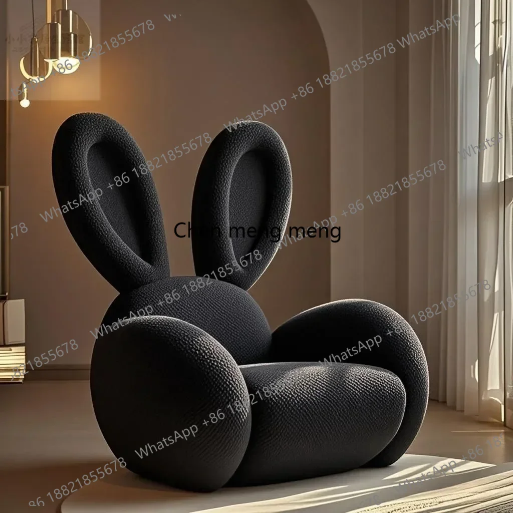 Living Room Single Sofa Furniture Couch Armchair White Pink Grey 1 Person Sofa Cream Wind Creative Rabbit Style Fabric Sofas