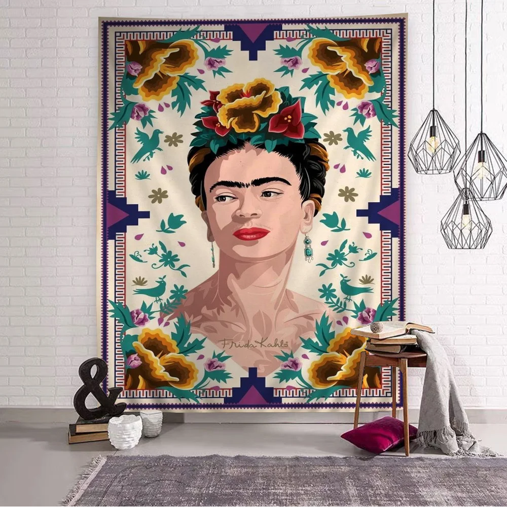 F-Frida K-Kahlo Anime Tapestry Hanging Tarot Hippie Wall Rugs Dorm Home Decor