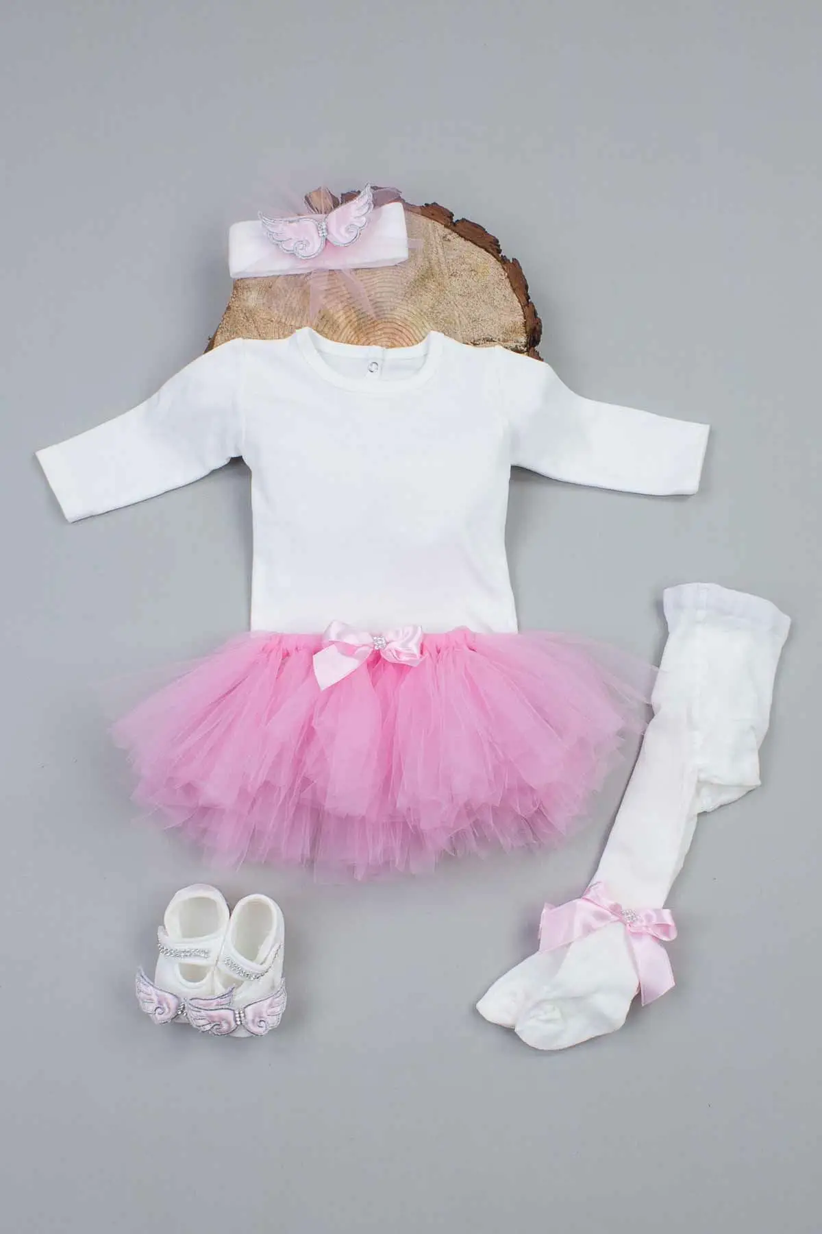 Baby Girl Newborn Skirt Suit Outfit With Angel Wings 5 Pieces Clothing Cute Girls Babies Special Occasions Angel Themed Clothes