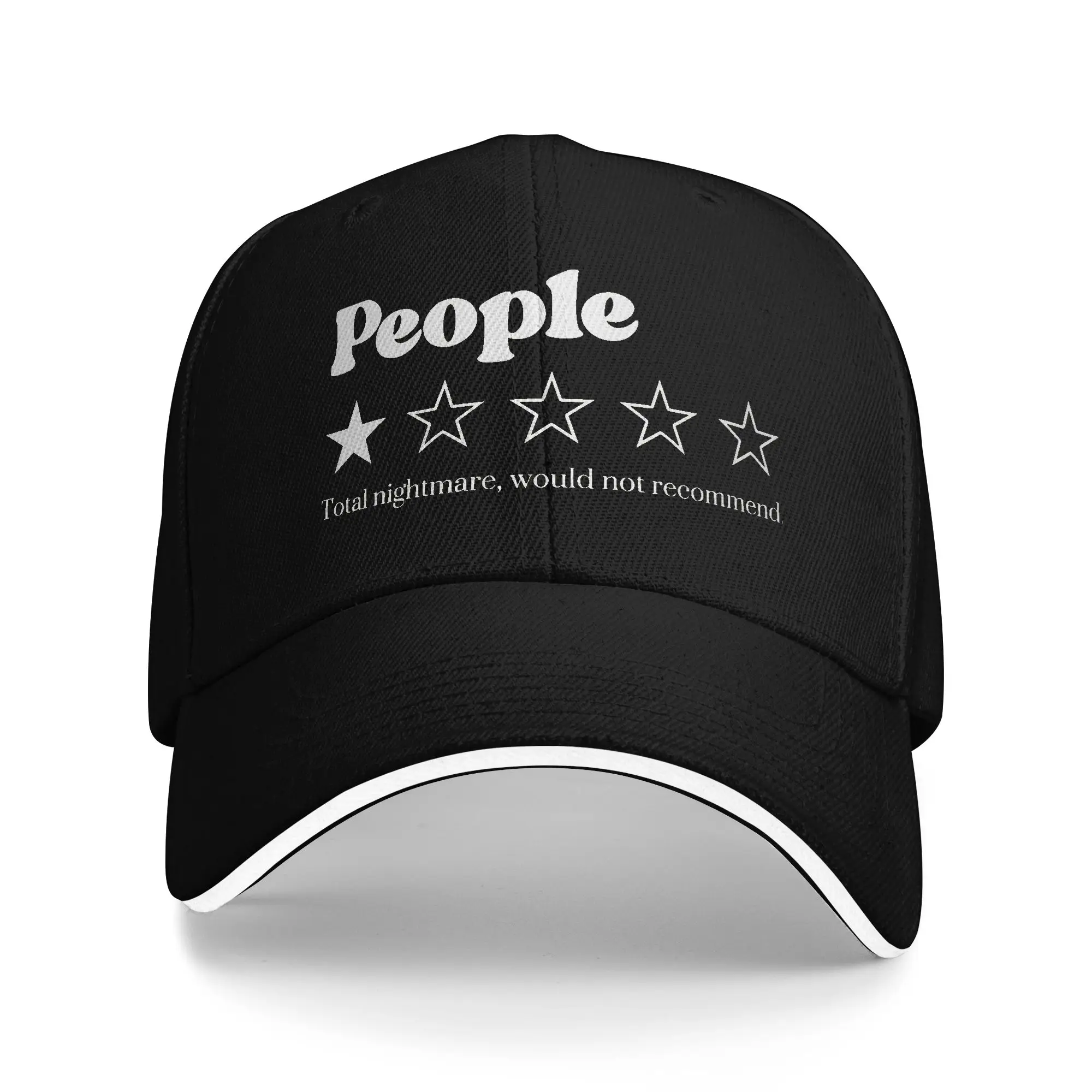 Funny People One Star Rating   Review Baseball Cap Popular  Sandwich Hat Men Women Polyester Hats Cap Outdoor