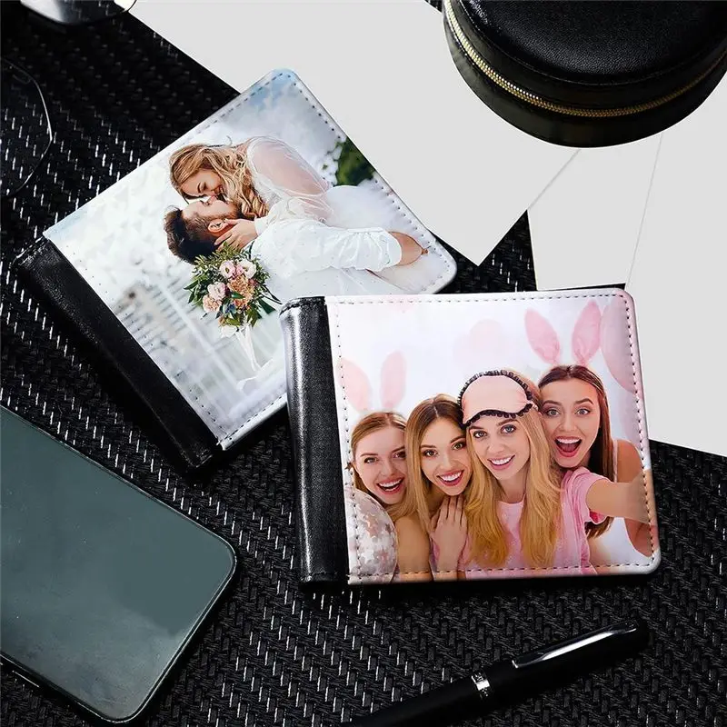 A56K 4Pack Sublimation Wallet Leather Blank Heat Transfer Sublimation Wallets Bank for Men Gift Travel