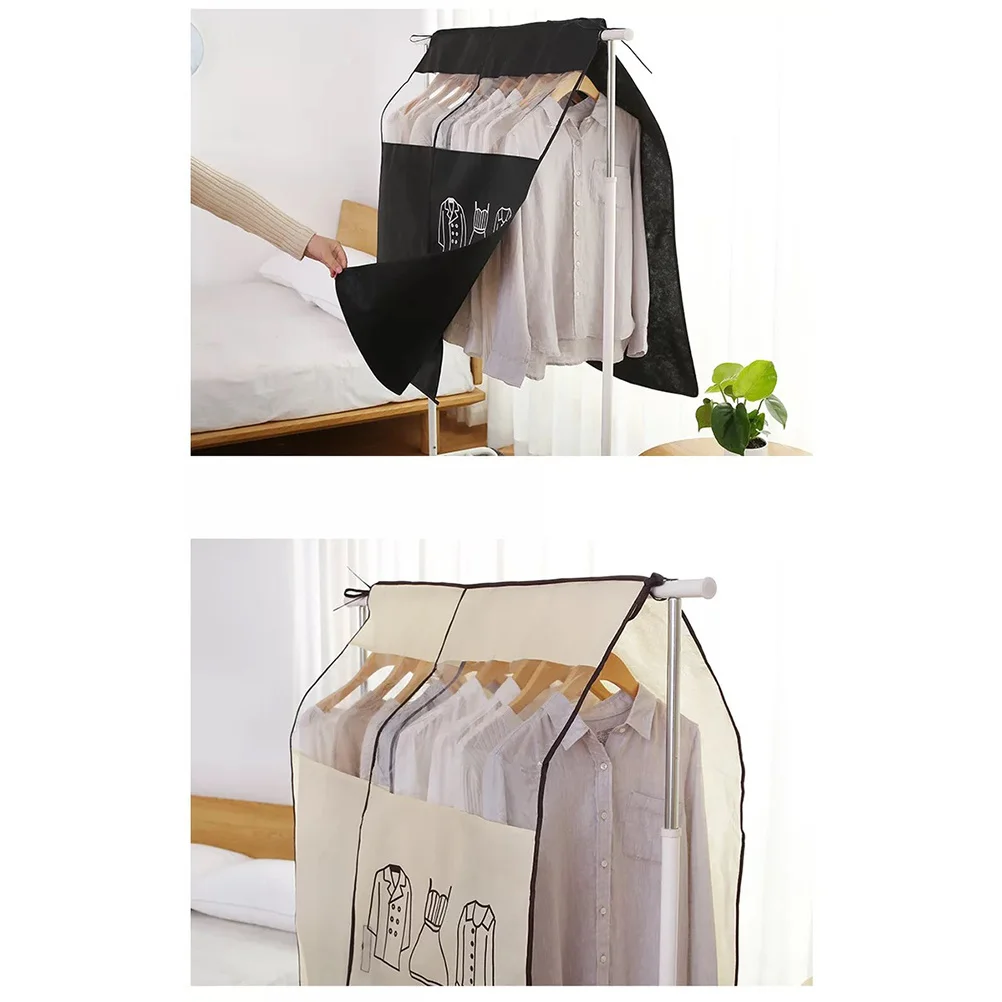 

Garment Bag Nonwoven Fabric Dustproof Cover Portable Clothes Storage Bag Beige Transparent Window Suitable for Suits Coats