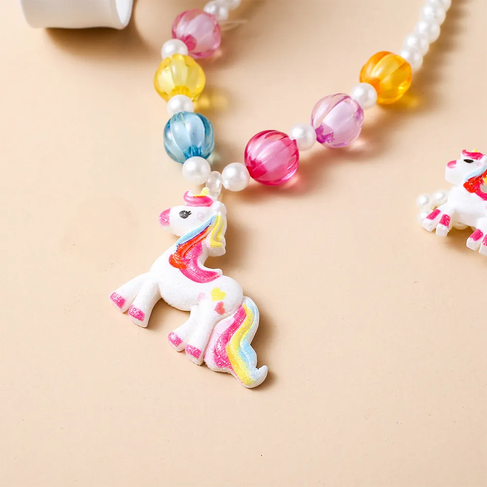 

1 комплект детских силиконовых часов-браслетов в форме единорога с цифровым дисплеем времени, браслет-ожерелье с бусинами, мультяшный дизайн, подарок для девочек