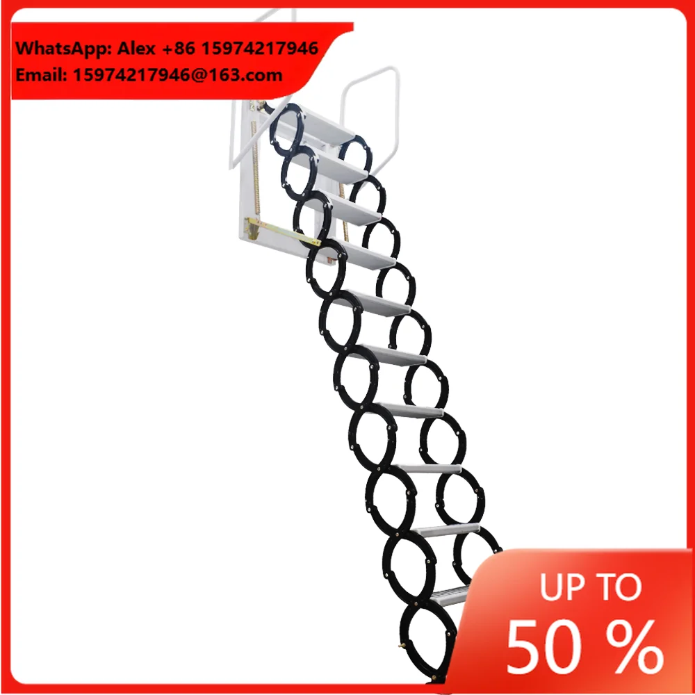 Modern Designed Household Attic Hidden Telescopic Staircase Electric Retractable Folding Lift Thickened Carbon Steel Ladder