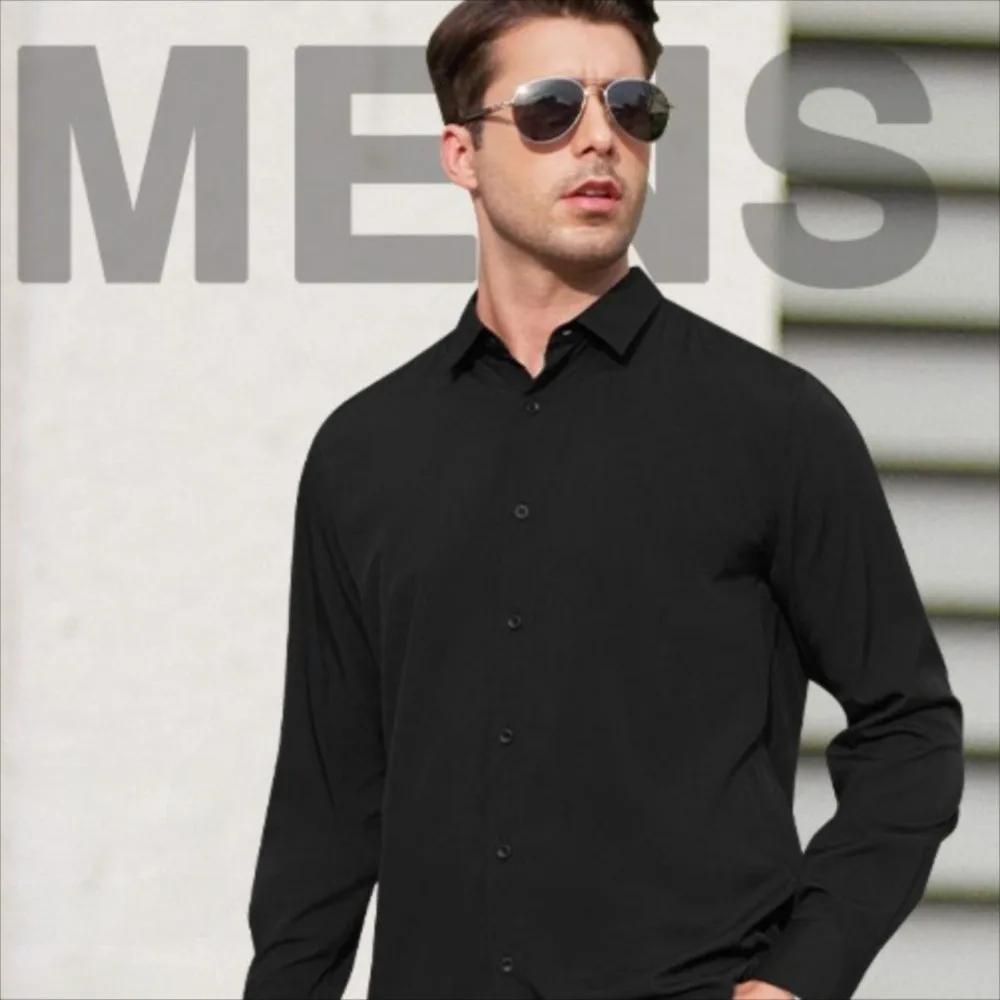 

Plus Size Men's Elastic Shirt Anti-wrinkle Non-iron Slim Fit Long Sleeve High Elasticity Formal Business Casual Office Shirts