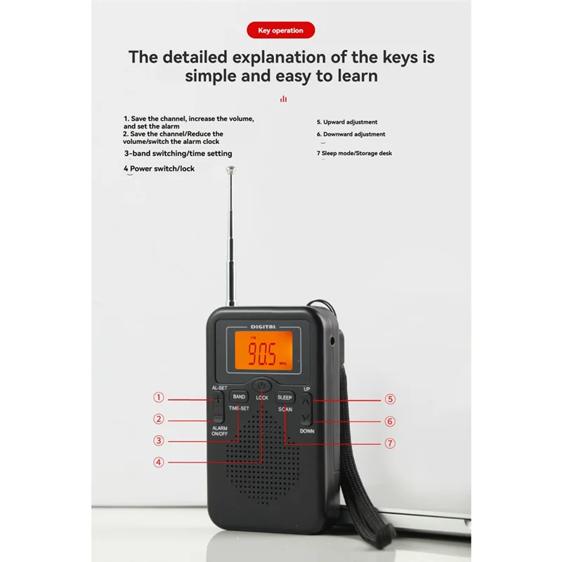 

-A95Z Portable Pocket Radio 2-Band Digital Radio Audio Broadcasting Receiver Electronic Device