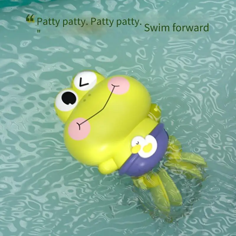 아기 목욕 장난감, 물놀이용 끈 달린 작은 개구리, 물에 놀이하는 아기 목욕 장난감, 체인 개구리