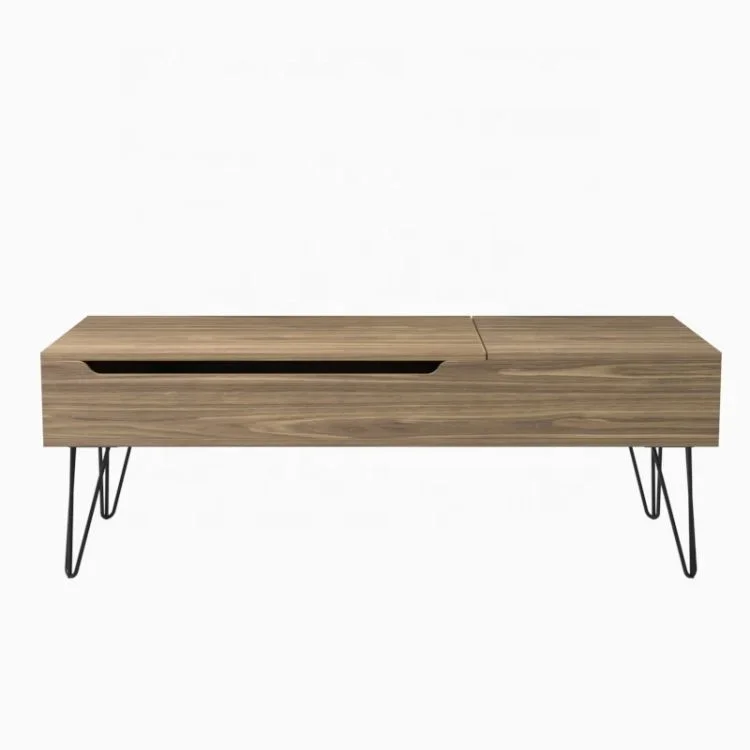 

'modern multifunction wood lift top coffee table with stainless steel metal legs, adjustable coffee table tea table