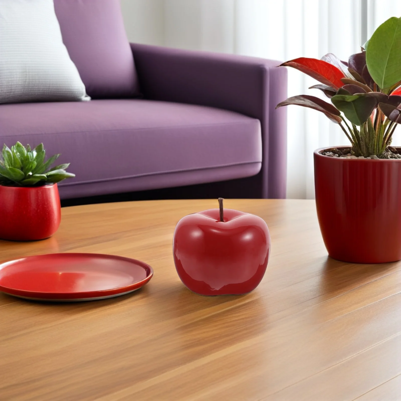 

Lifelike Ceramic Apple Decor Modern Artistic Design Kitchen Living Room Centerpiece Xmas Gift Ceramic Decorative Objects