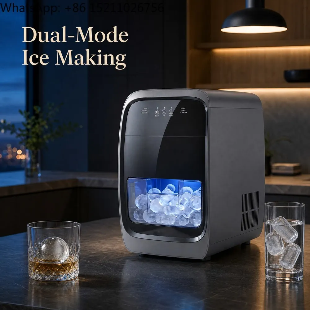 2026 Electric Dual-Mode Spherical & Bullet Ice Maker with Touchpad Control 10-20kg/day Capacity ABS Plastic Housing for Home Use