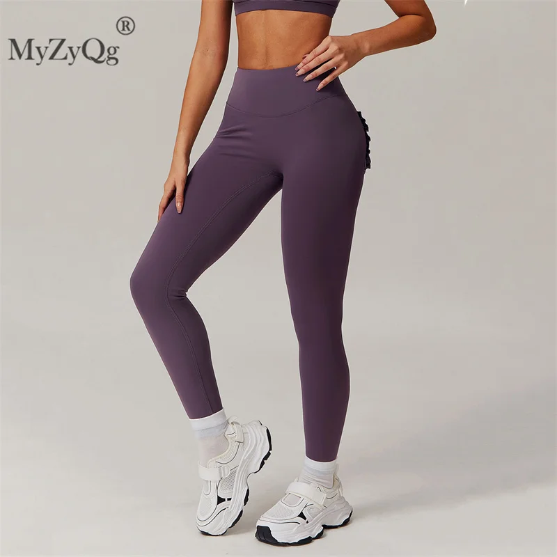 MyZyQg Women Push Up Peach Yoga Leggings Lift Hip Nude Yoga Pants Running Fitness Wide Leg Pants Casual Athletic Pants