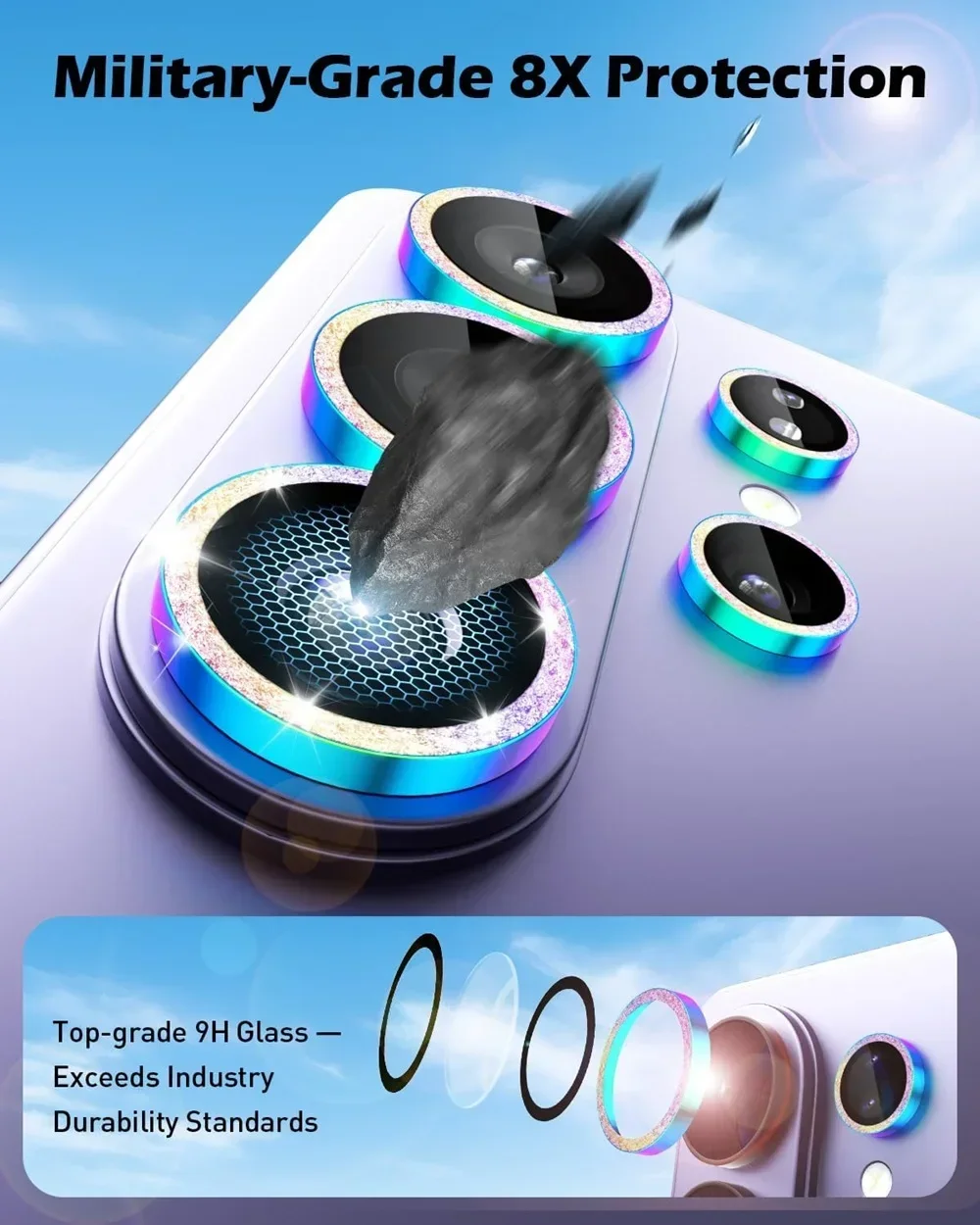 Diamond Glitter Lens Glass For Samsung Galaxy S26 Ultra Plus HD Clear Camera Protector For Samsung S25 S24 Metal Ring Lens Film