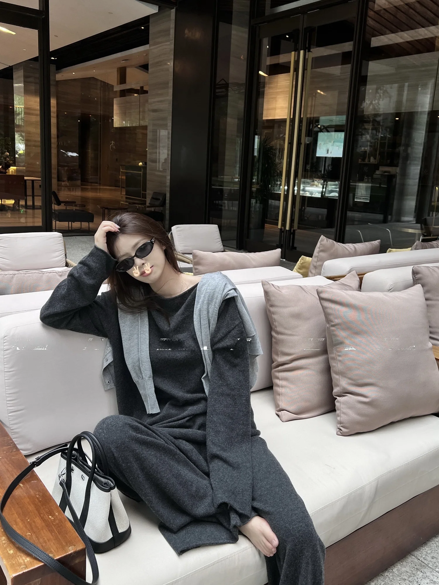 

XXBAI Свободная тонкая круглая футболка Ne Long Sve, женские повседневные брюки небольшого размера с низкой талией и широкими штанинами, комплект из двух предметов, повседневный Sle