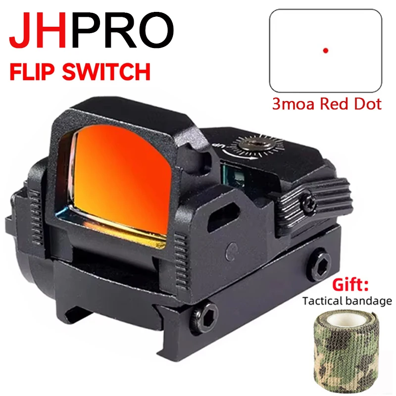 

Tactical JHPRO 3MOA Mini Flip Up Red Dot Optics Sight Hunting Pistol Scope with 20mm Mount and Glock Sight Plate Base