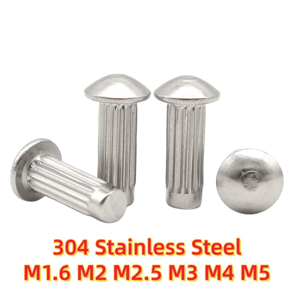 GB827 M1.6-M5 304 Stainless Steel Solid Rivets Knurled Shank Button Round Head for Label Name Plate Brand Logo Fastener Hardware