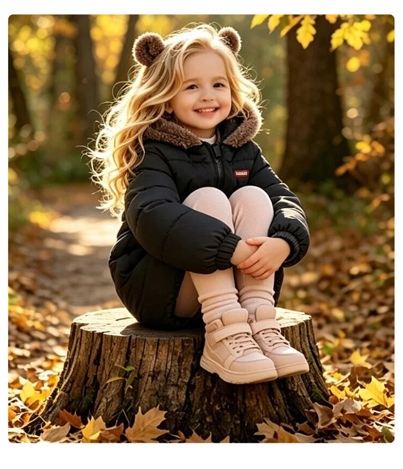 Kinder Lange Daunen-Baumwollmäntel Winter Jungen Mädchen Verdickte Plüsch-Warme Jacken Kinder Lammwolle Knielange Kapuzen-Oberbekleidung – Detail 4
