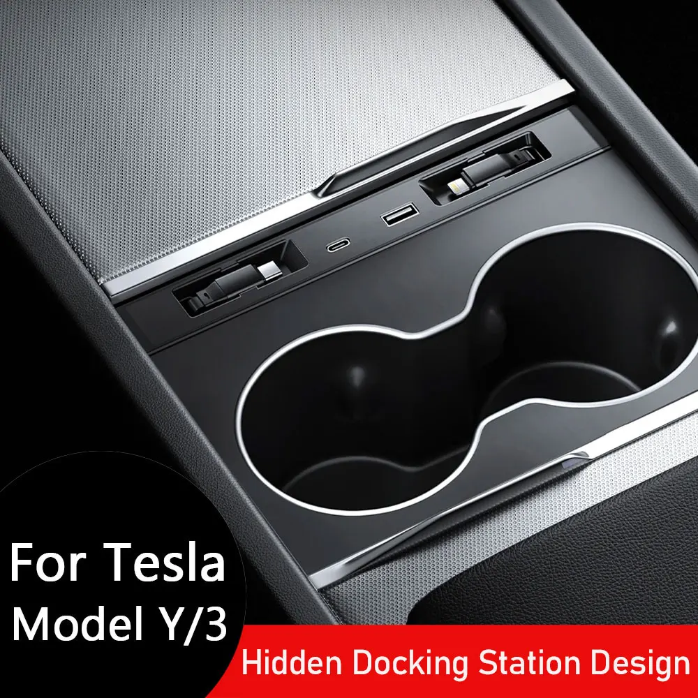 For Tesla Model 3 Y Highland Juniper 2025 45W Quick Charger Expansion Dock Hidden USB Shunt Hub Intelligent Docking Station