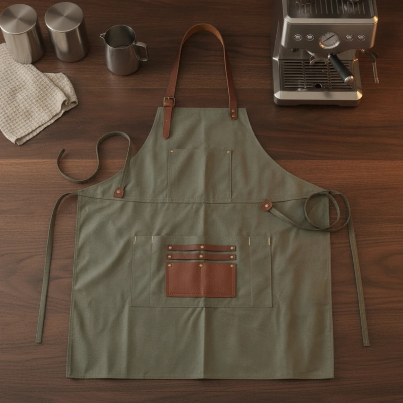 ผ้ากันเปื้อนแบบมีสายหนัง ผ้ากั - Woodworking Apron บทวิจารณ์และราคา