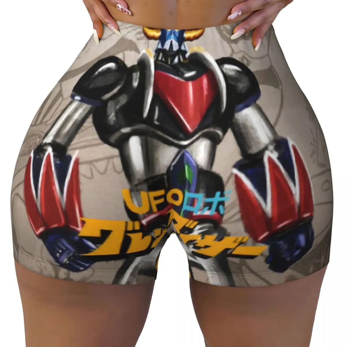 Custom Mazinger Z Anime Gym Volleyball Biker Shorts Women UFO Robot Goldorak Workout Yoga Shorts