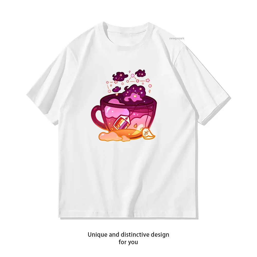 Pride Flag Teacup Sunset Lesbian T-shirt woman man Casual cotton summer printed t shirts Adult streetwear camisetas O-neck